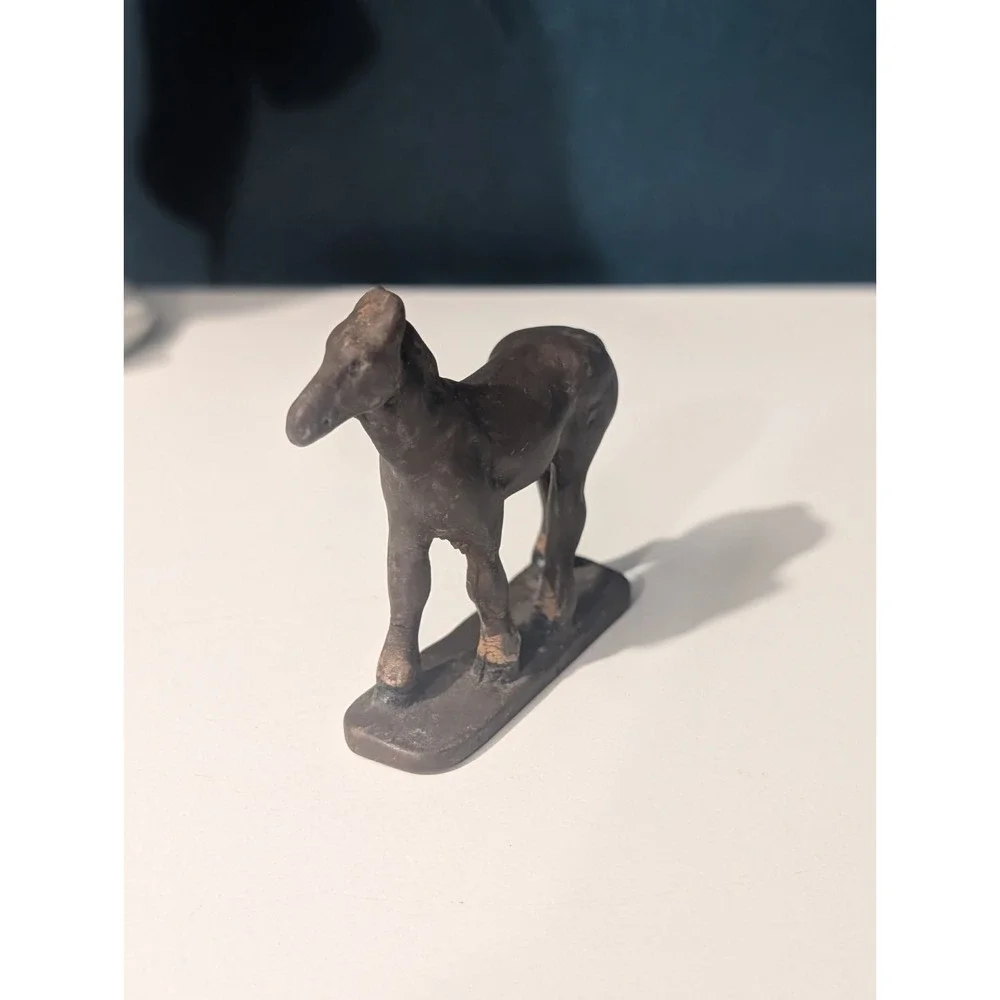 1930s-1950s Slush Cast Metal Toy Horse Flat Base Lead Alloy Miniature